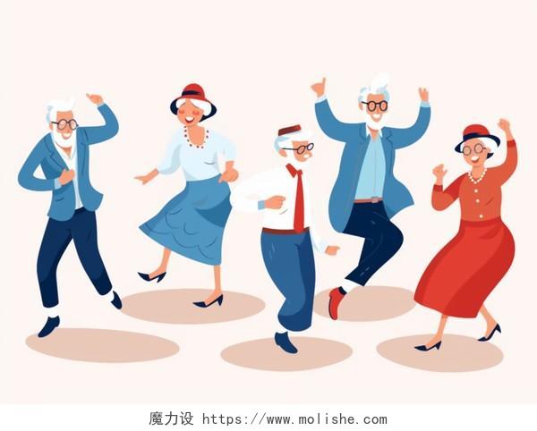 跳舞的老人一群老人跳舞卡通